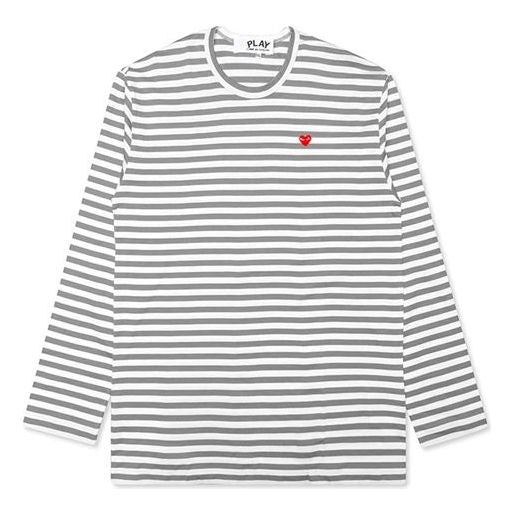 COMME des GARCONS PLAY Striped Mini Logo Tee 'Grey' AZ-T218-051-3