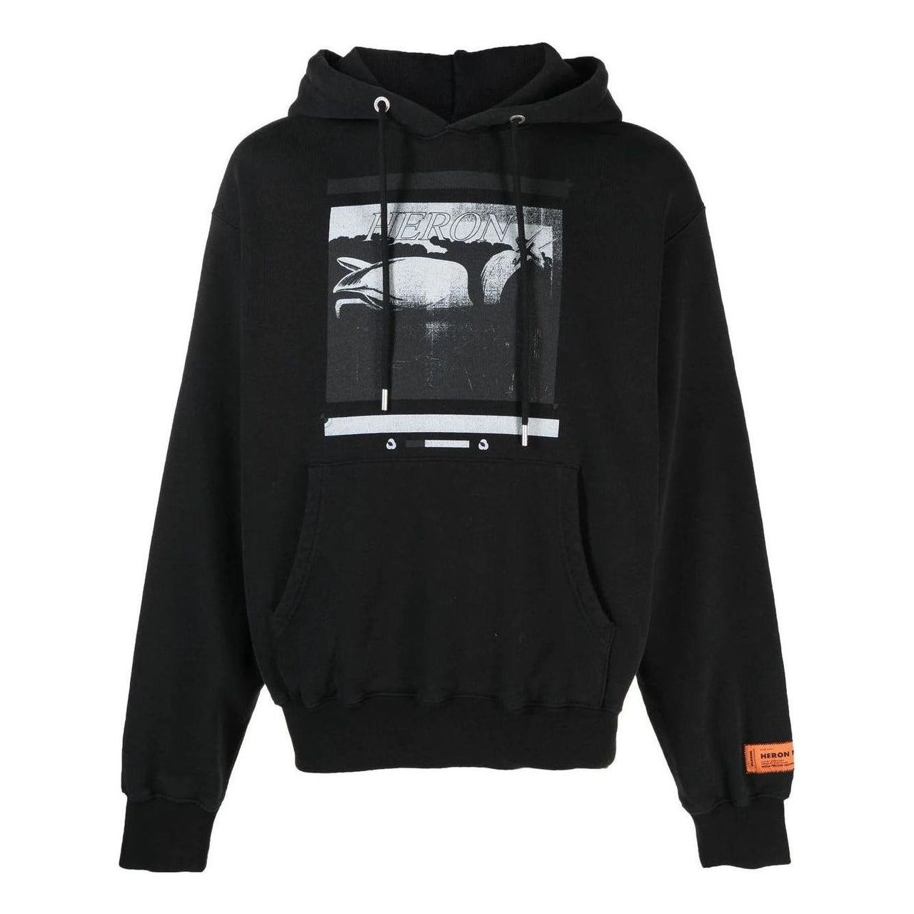 هودي بطبعة جرافيكية من HERON PRESTON "أسود" HMBB024S23JER0051010