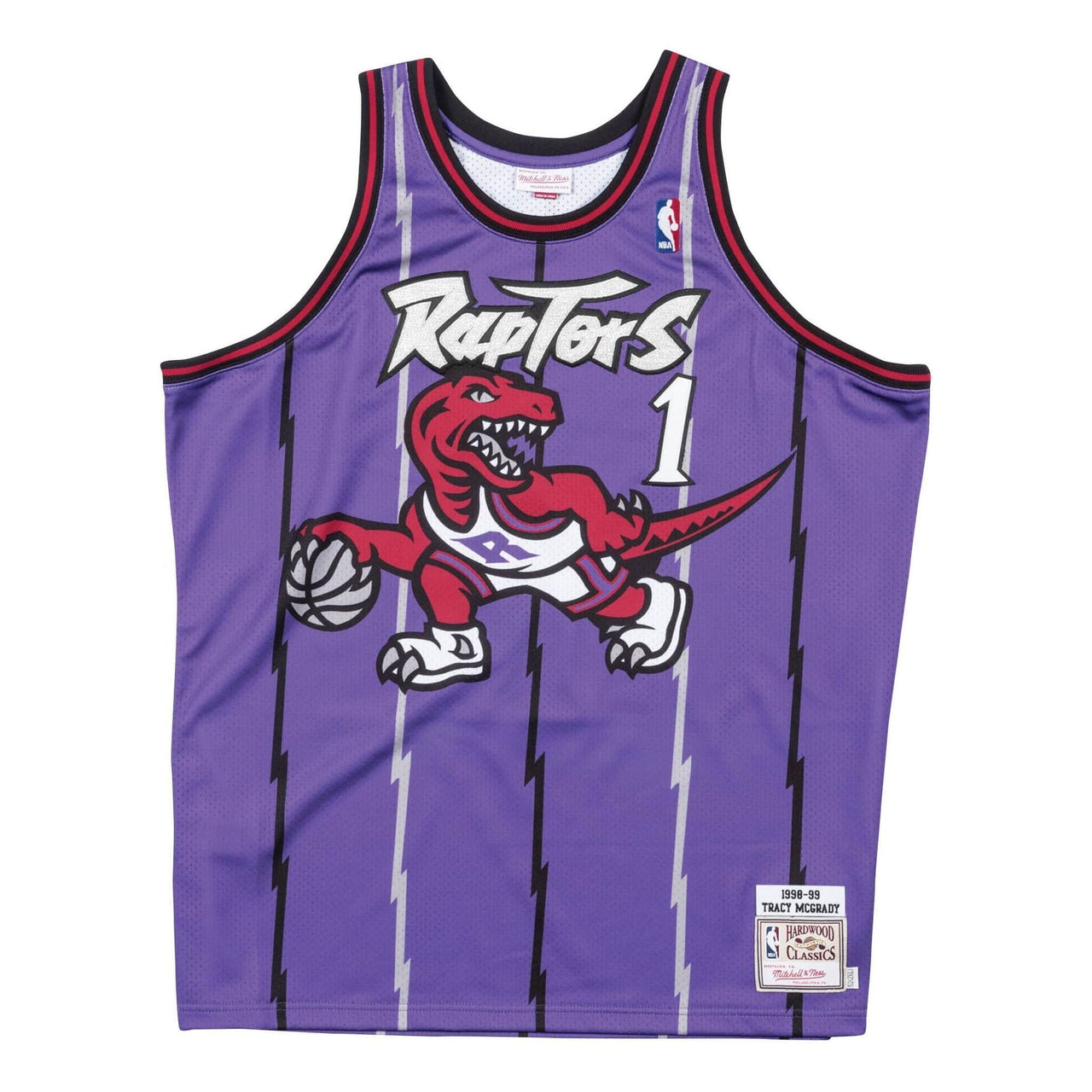 قميص الطريق رقم 1 من Mitchell & Ness NBA Tracy McGrady Toronto Raptors 1998/99 AJY4GS18108-TRAPURP98TMC