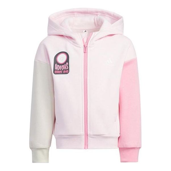 (PS) adidas Fleece Hooded Jacket 'Pink White' HM9653