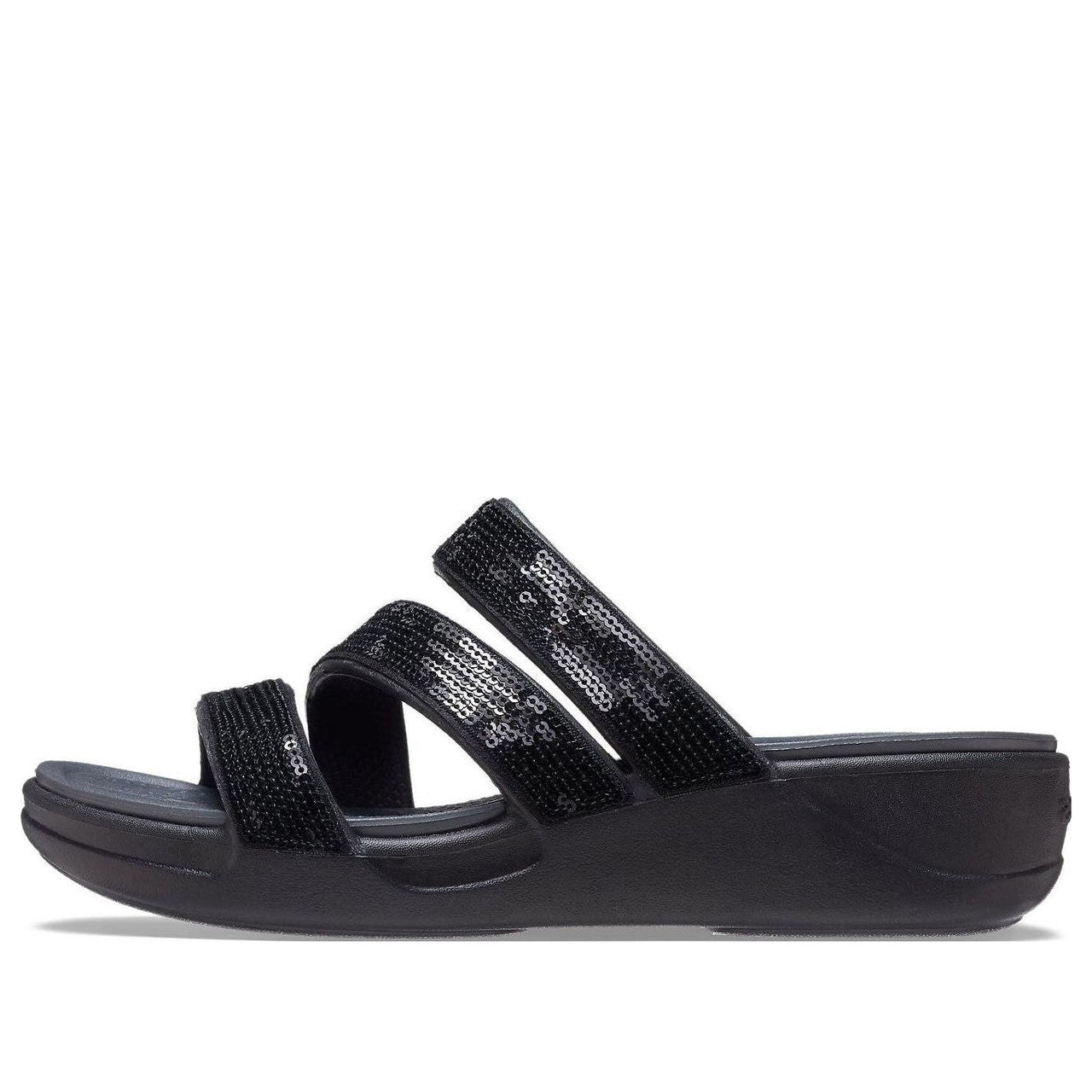 (WMNS) Crocs Boca Strappy Wedge Sandals 'Black' 207645-001