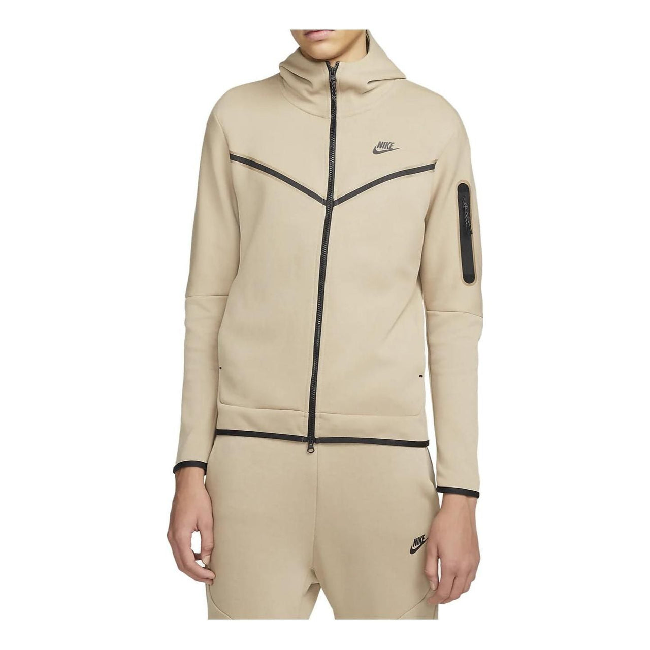 Nike Sportswear Tech Fleece Full-Zip Hoodie 'Khaki Black' CU4489-247