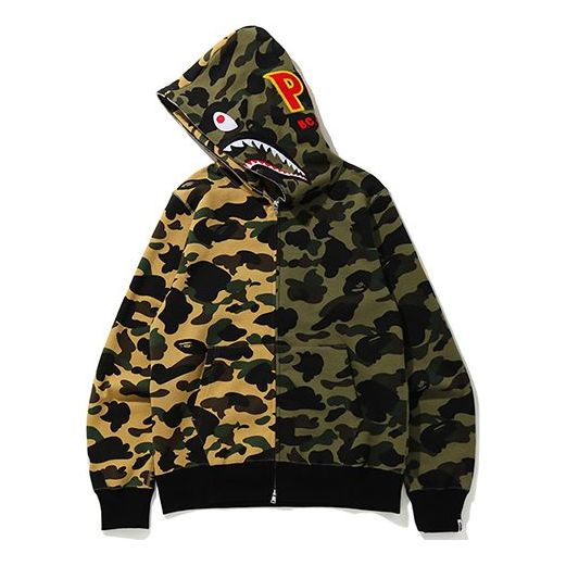A Bathing Ape Shark Camo Full Zip Hoodie 'Brown Olive Green' 0ZXSWM115004E
