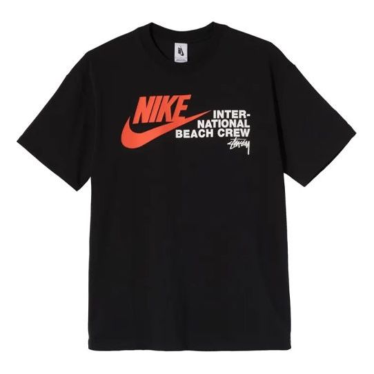 Stussy x Nike US Edition Crossover Alphabet Logo Sports Short Sleeve Unisex Black DD3070-010