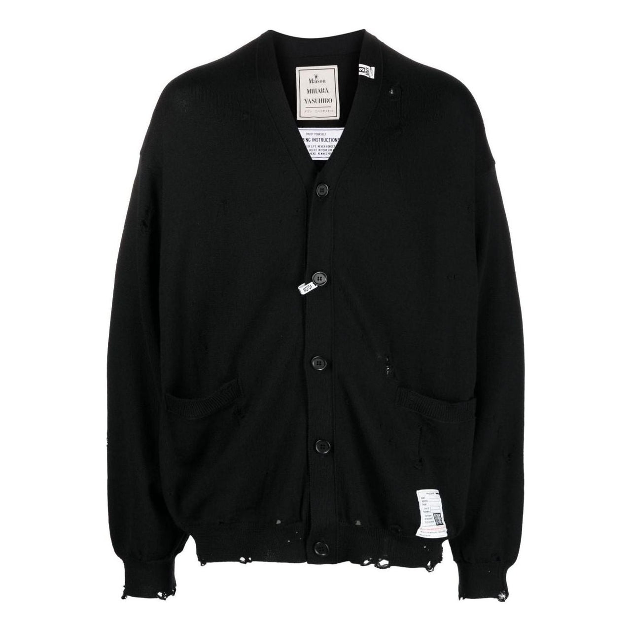 Maison MIHARA YASUHIRO SS23 Distressed Knit Cardigan 'Black' J11CD501-BLACK