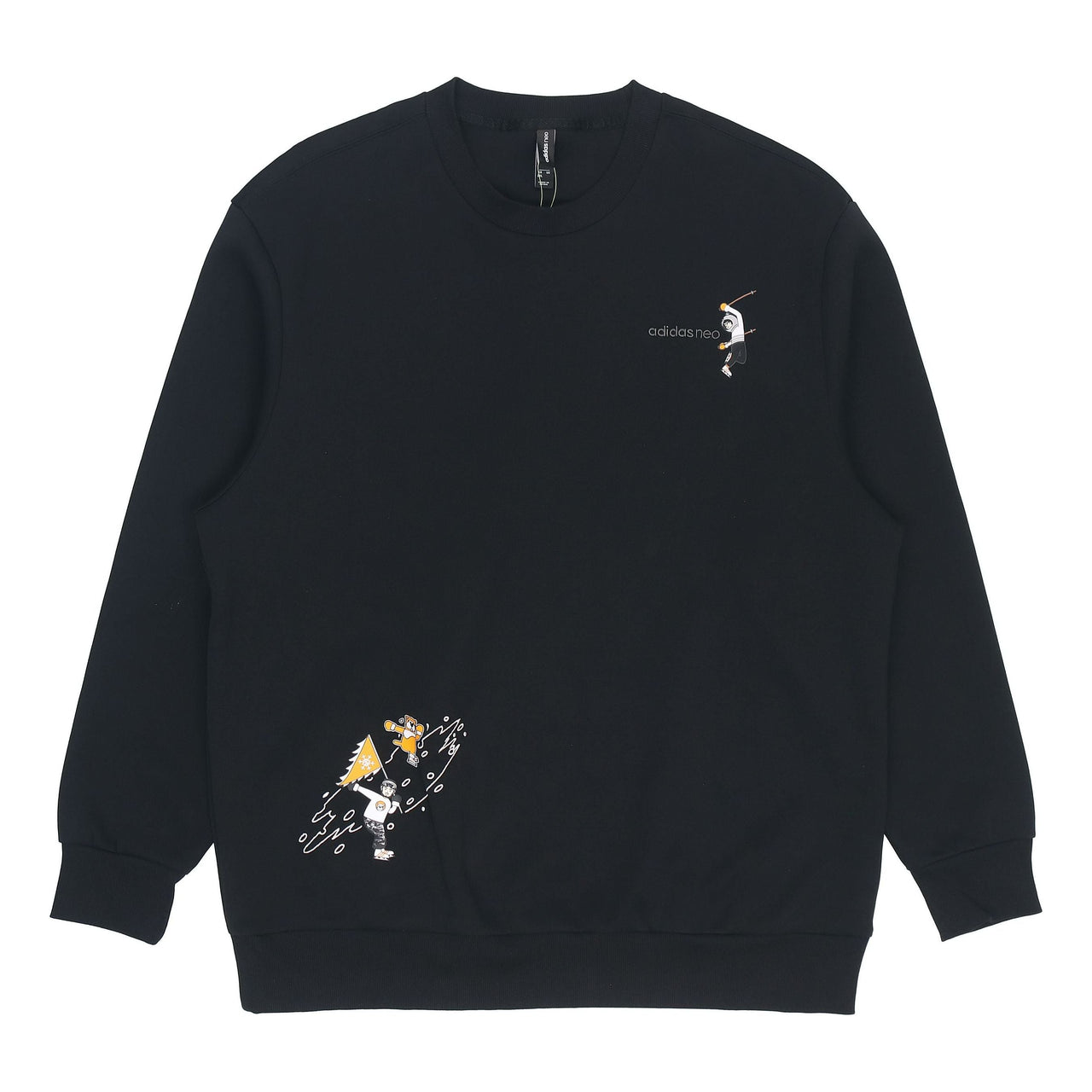 Men's adidas neo Casual Sports Pullover Round Neck Black HG9031