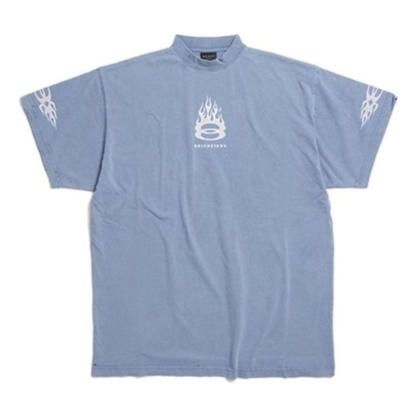 Balenciaga Burning Unity T-shirt Oversized 'Light Blue' 787349TQVW74164