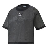 (WMNS) PUMA Round Neck Casual Mesh Short Sleeve Black 598616-01