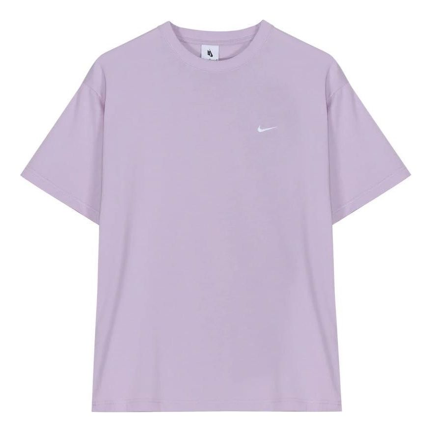 Men's Nike Solid Color Cotton Embroidered Logo Round Neck Short Sleeve Purple T-Shirt CV0559-530