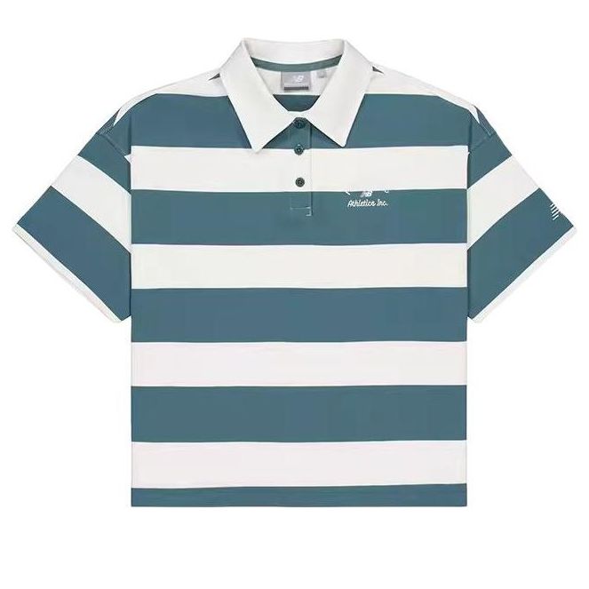 (WMNS) New Balance Striped Polo Shirt Asia Sizing 'Green' NFE22412-GRN