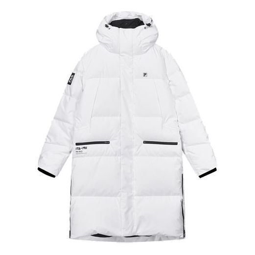 FILA Sports mid-length Woven hooded down Jacket White F11M944931F-WT