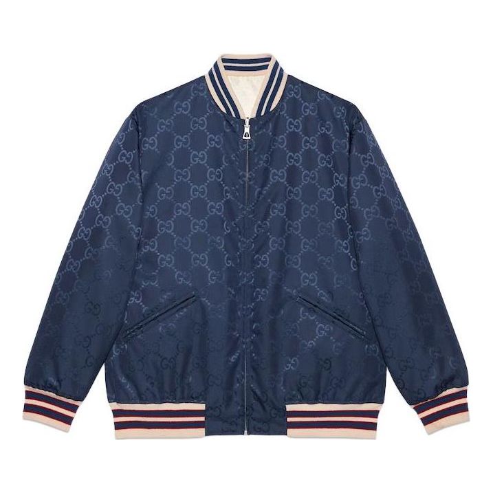 Gucci Nylon Canvas Reversible Zip Jacket 'Dark Blue Off White' 739810-ZANZ7-4348