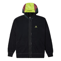 Converse Contrast Color Stitching Zipper Hooded Jacket Couple Style Black 10022614-A03