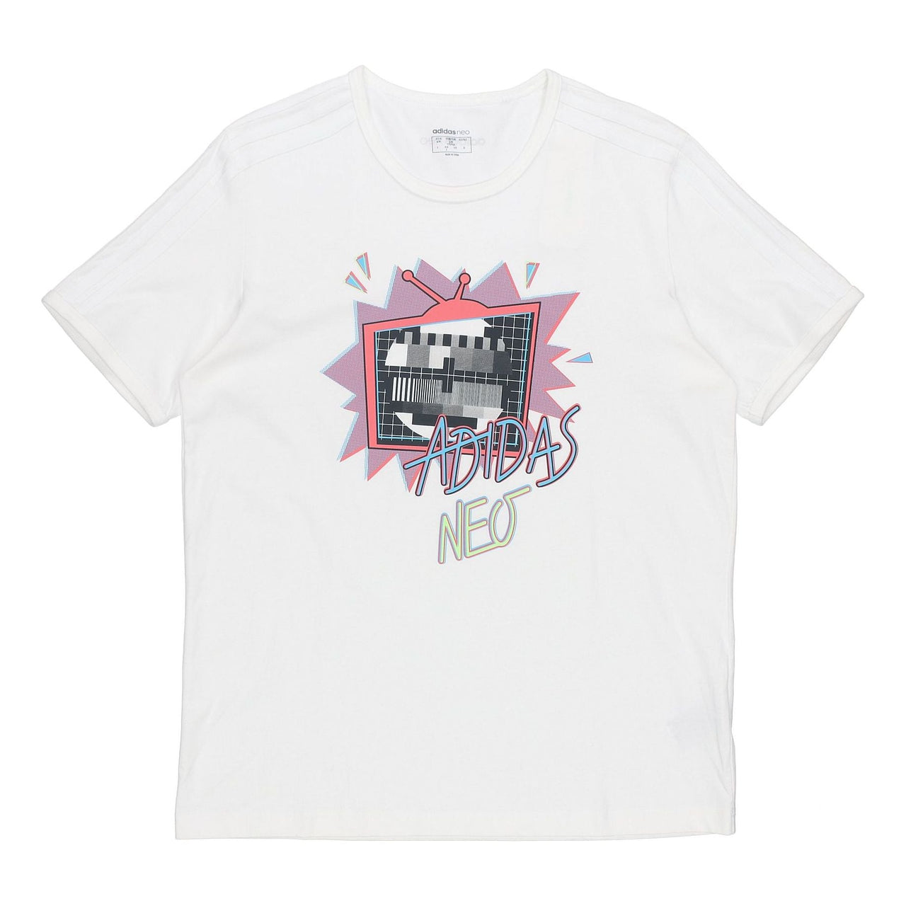 adidas neo Funny Printing Sports Round Neck Short Sleeve White GM2343