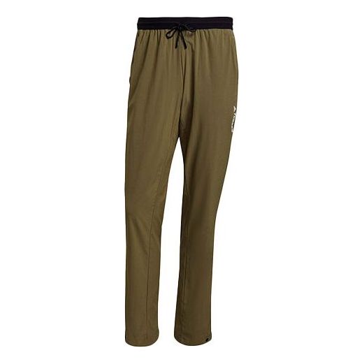 Men's adidas Terrex Liteflex Pts Outdoor Sports Loose Elastic Long Pants/Trousers Dark Olive Green GQ4271
