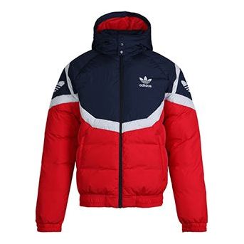 adidas originals Down Jacket Colorblock Splicing hooded down Jacket Red EC3664