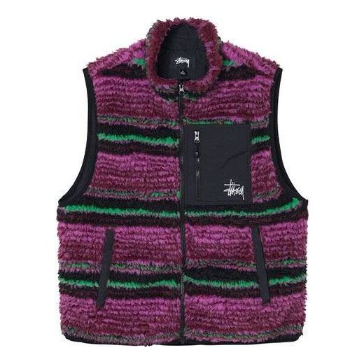 Stussy Striped Sherpa Vest 'Grape' 118468