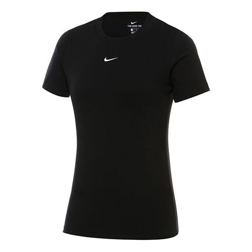 (WMNS) Nike Embroidery Logo Sports Round-neck Black CZ7339-011