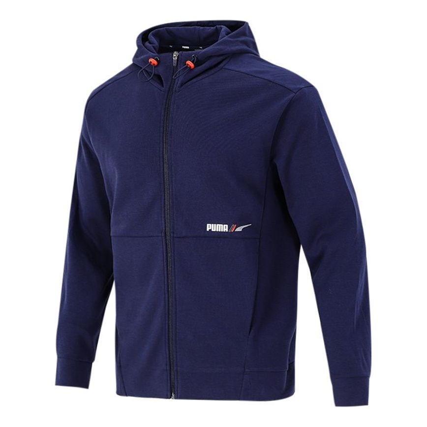 PUMA Logo Printing Training Sports Hooded Jacket Navy Blue 846533-06