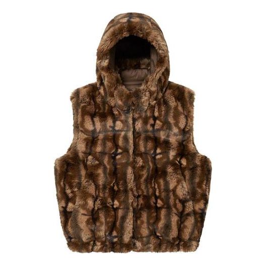 Supreme Faux Fur Hooded Vest 'Brown Black' SUP-FW21-155