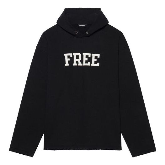Balenciaga Unisex FW21 Free Letter Printing Sweatshirt Black 661711TKVD41070