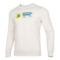 PUMA Logo Pattern Printing Sports Round Neck Pullover White 536304-65