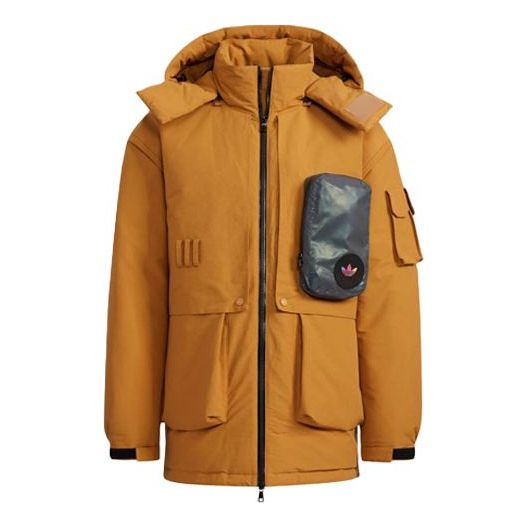 adidas Big Pocket hooded down Jacket Brown H58057
