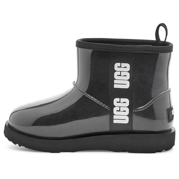 UGG Classic Clear Mini II Large LOGO Fleece Lined Big Boys Black 1112386K-BLK
