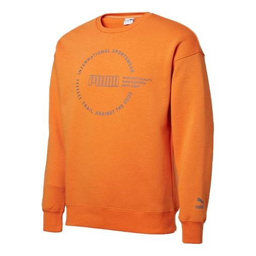 PUMA Alphabet Logo Printing Fleece Lined Round Neck Orange 597200-17