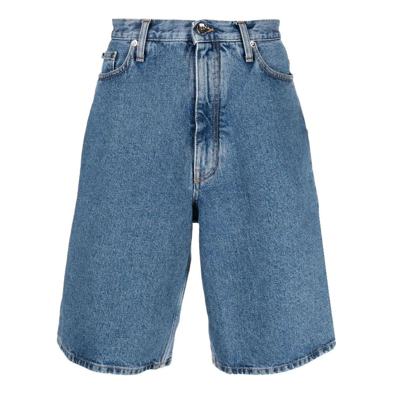 Men's Off-White FW22 Solid Color Arrow Pattern Denim Shorts Blue OMYC010C99DEN0034901