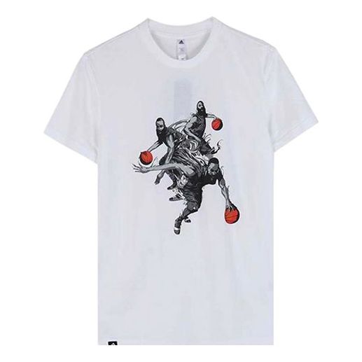 تيشيرت adidas Harden Mvmt Gu المطبوع للرجال باللون الأبيض DZ1872