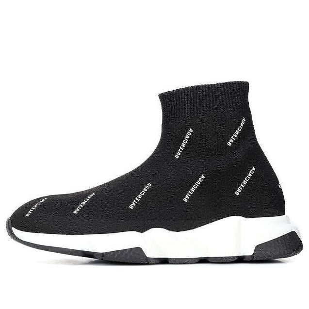 (GS) Balenciaga Speed 1.0 Sneakers 'White Logo Monogram Black Knit' 597425W2DBF1015