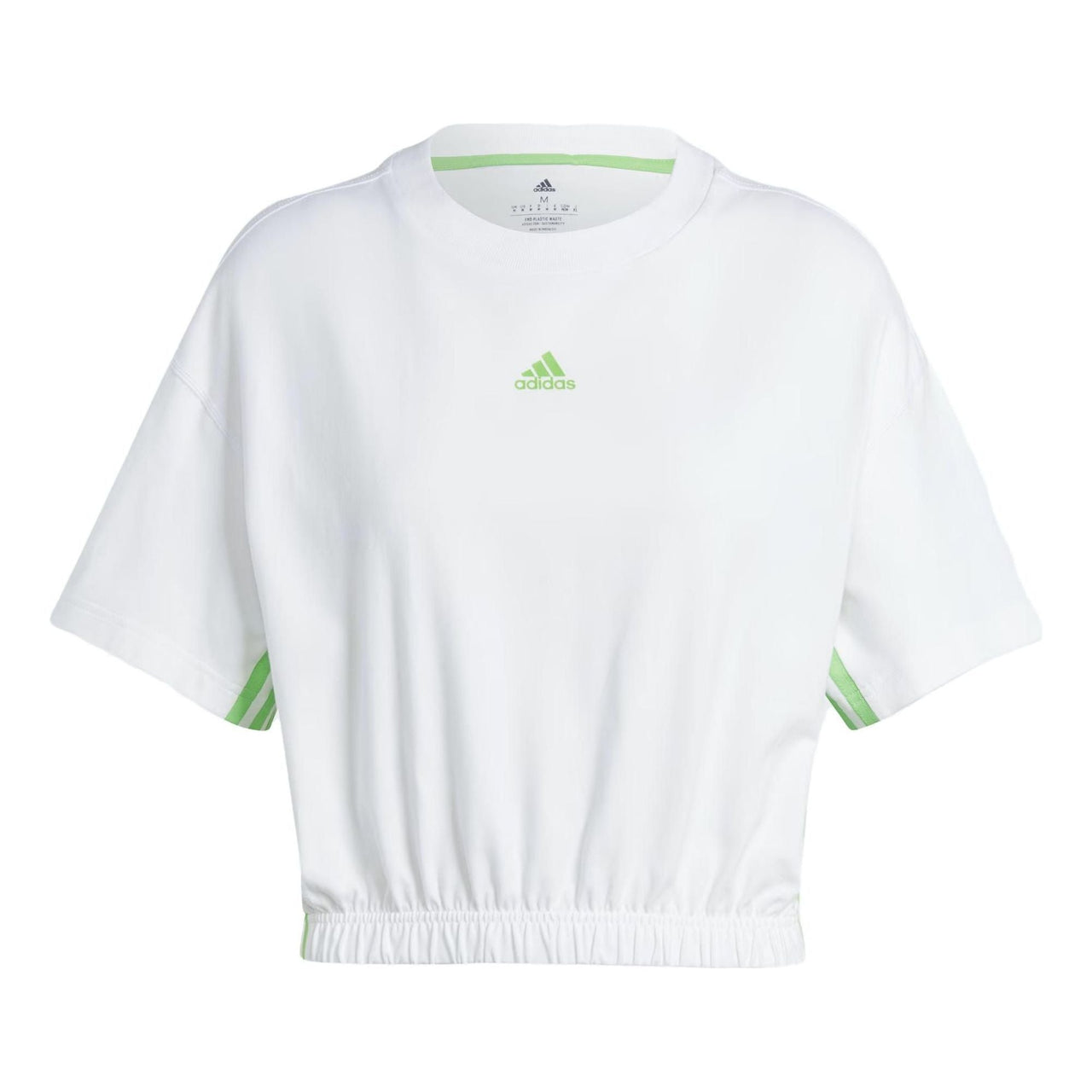 (WMNS) adidas Dance 3-Stripes Crop Tee 'White Green' IM4977