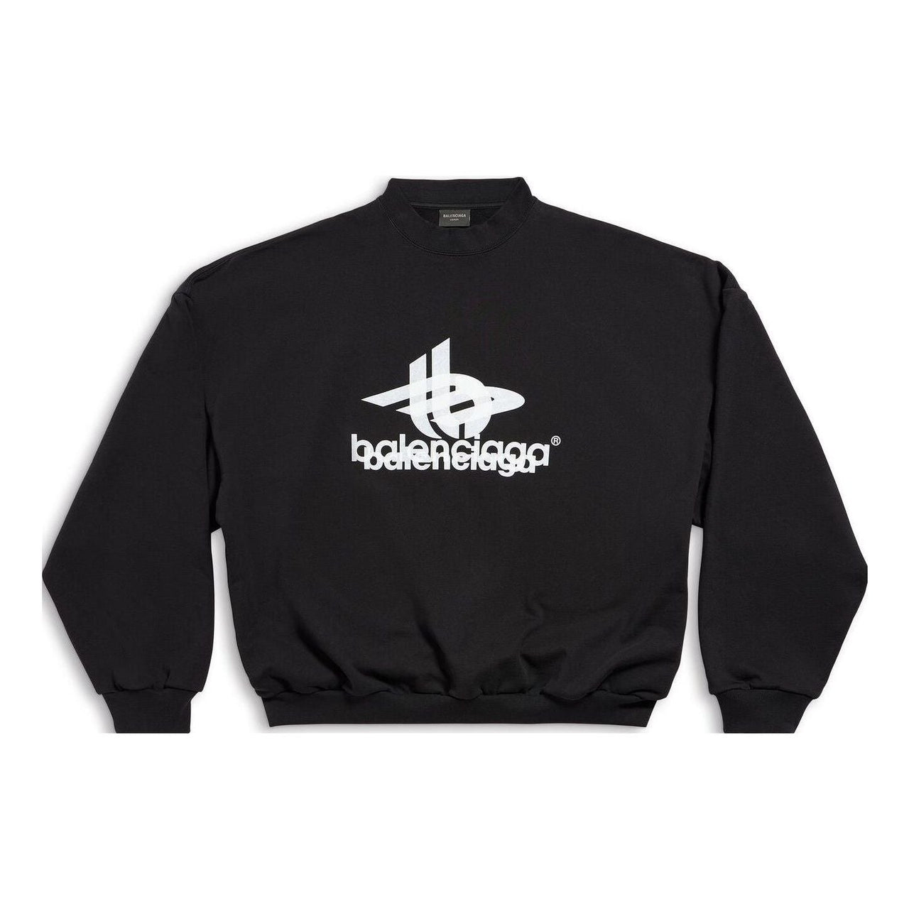 Balenciaga Layered Sports Round Sweatshirt 'Black White' 767860TPVF31070