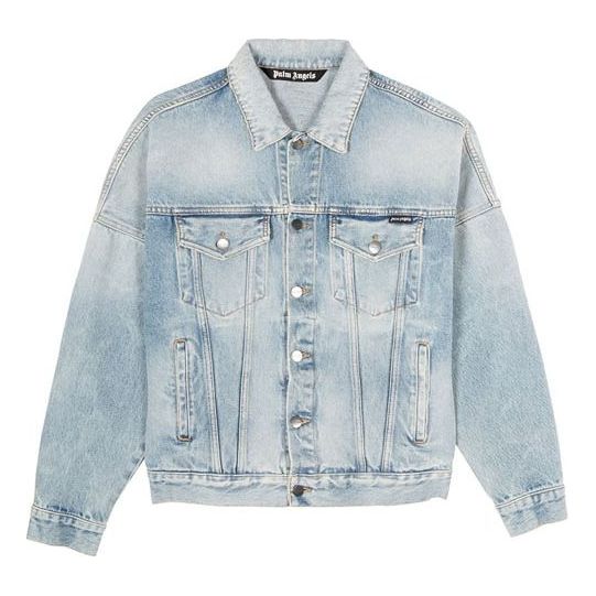 PALM ANGELS Logo Denim Jacket Back logo Washed Blue PWYE003S20DEN0014001