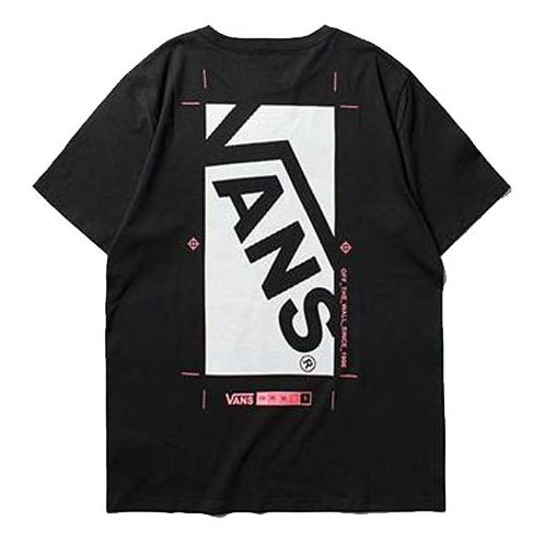 Men's Vans Alphabet Printing Round Neck Short Sleeve Black VN0A4P44BLK