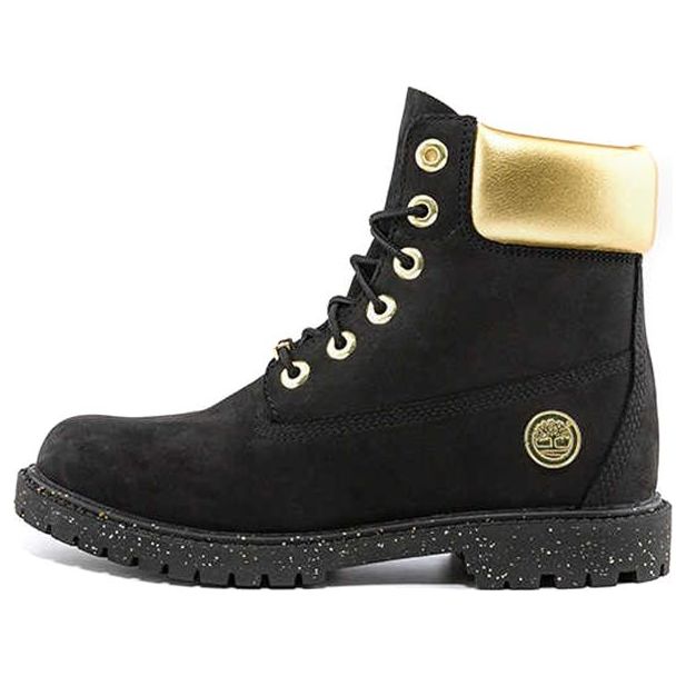 (WMNS) Timberland Heritage 6 Inch Waterproof Boots 'Black Nubuck with Gold' A5RRMW