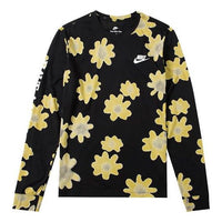 Nike SS22 Flowers Logo Printing Round Neck Long Sleeves Black DM6336-010