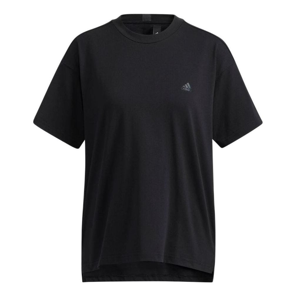 (WMNS) adidas Wording Loose Fit T-Shirt Asia Sizing 'Black' HC2547