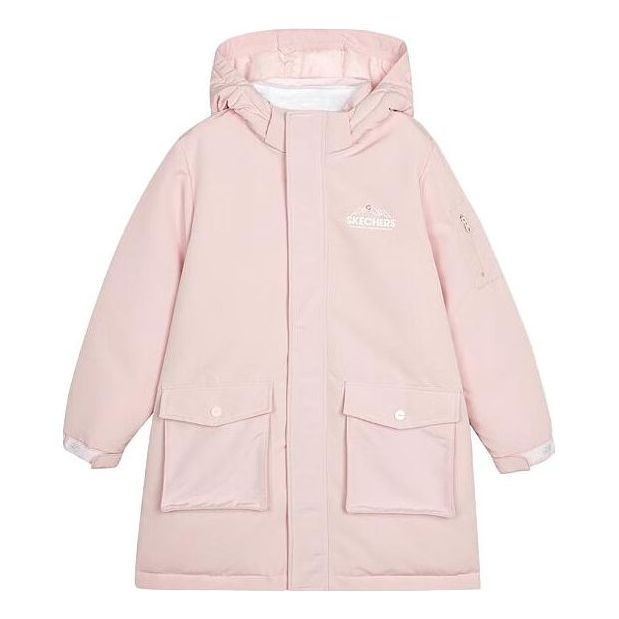 (GS) Skechers Letter Printed Long Down Jacket 'Pink' L421K135-01NX