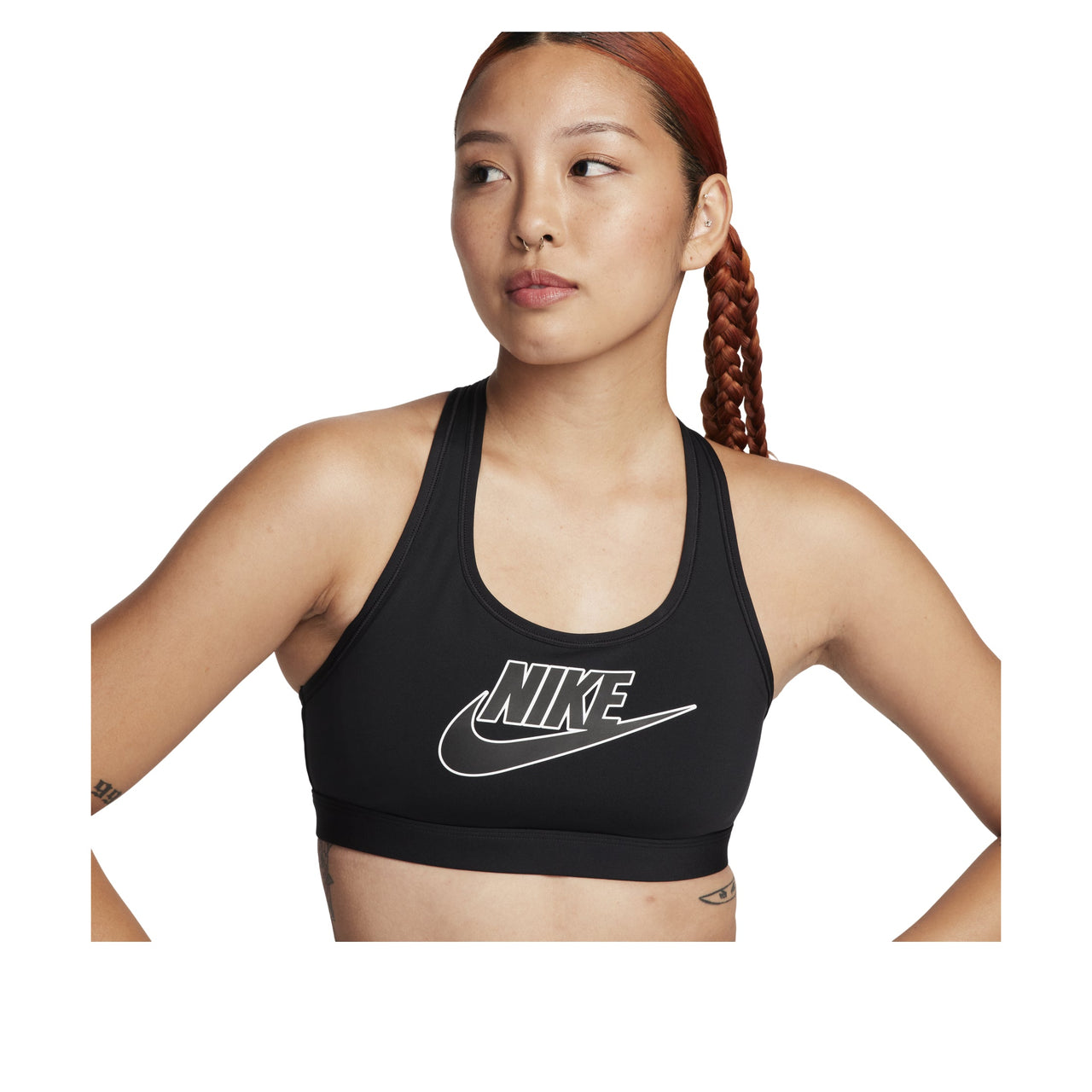 (WMNS) Nike Swoosh Medium-Support Sports Bra 'Black White' FB4081-010