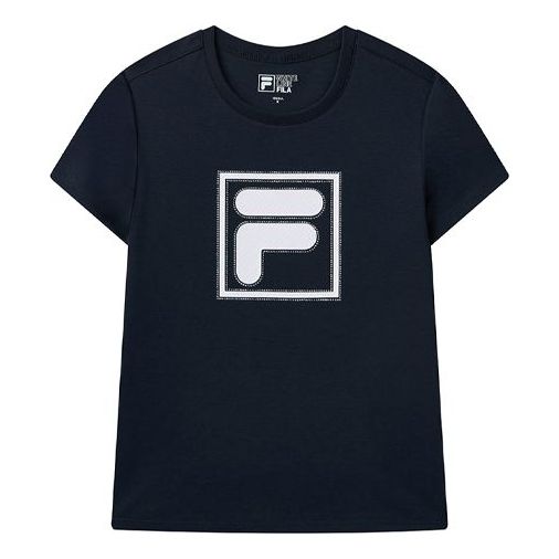 (WMNS) FILA Logo Printing Round-neck Top 'Navy' F11W028147G-NV