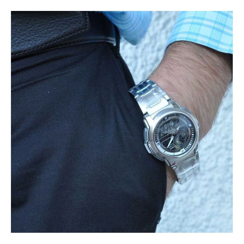 Men's CASIO Classic Multifunction Watch AQF-102WD-1B Mens Silver Analog/Digital Combo AQF-102WD-1B2021
