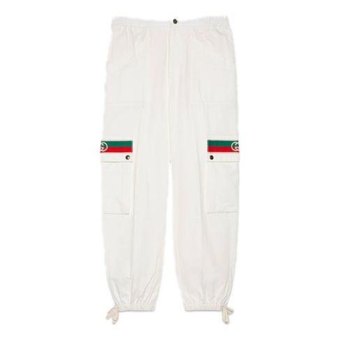 Gucci Striped Casual Cotton Trousers For Men White 623986-XDBA4-9692