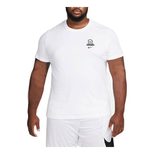 Men's Nike Lebron Dri-fit Back Animal Printing Round Neck Short Sleeve White T-Shirt DR7648-100