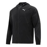 PUMA Logo Printing hooded Solid Color Jacket Black 521532-01