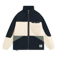 Li-Ning BadFive Graphic Color Block Polar Fleece Jacket 'Black Beige' AFDSA71-3