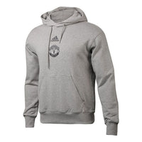 adidas 20-21 Season Manchester United Soccer/Football Training Athleisure Casual Sports hooded Pullover Gray FR3869
