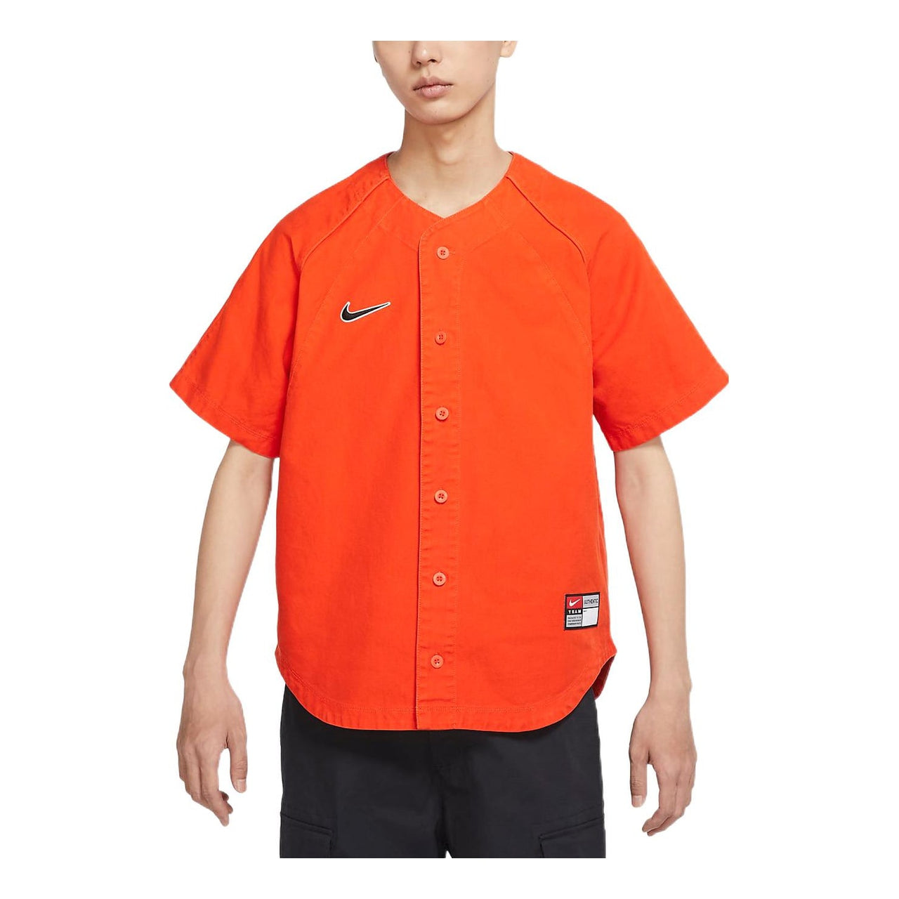 Nike SB Skateboard Solid Color Logo Embroidered Short Sleeve Unisex Orange DQ6283-891