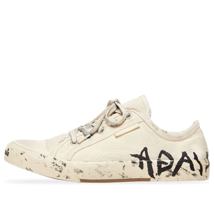 (WMNS) Balenciaga Paris Low Top Sneakers 'White Destroyed Cotton and White Rubber with Graffiti' 688757W3RR59010